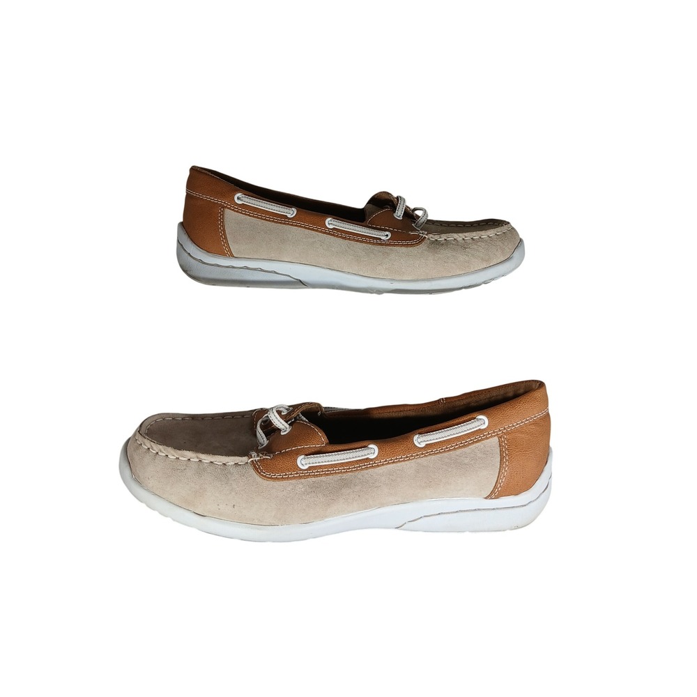 Bass Stern Women's Boat Shoes Size 8M Tan Suede Leather Comfort‎ Loafers